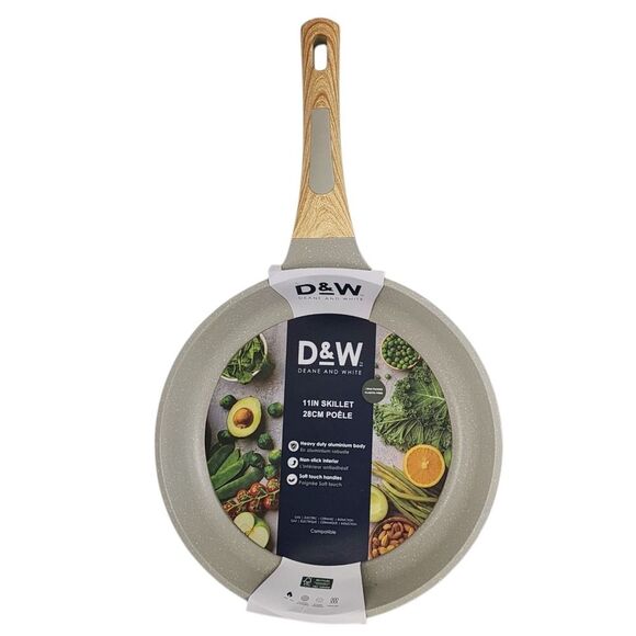 D&W Deane and White Cookware 11in Nonstick Skillet Frying Pan Greige Speckled - Picture 14 of 15